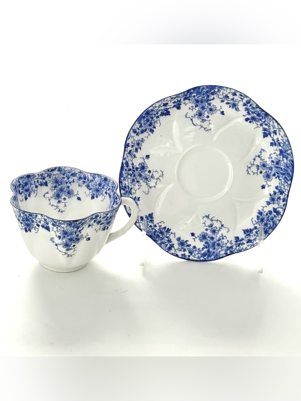 Vintage Shelley “Dainty Blue” Fine Bone China Tea Cup and Saucer